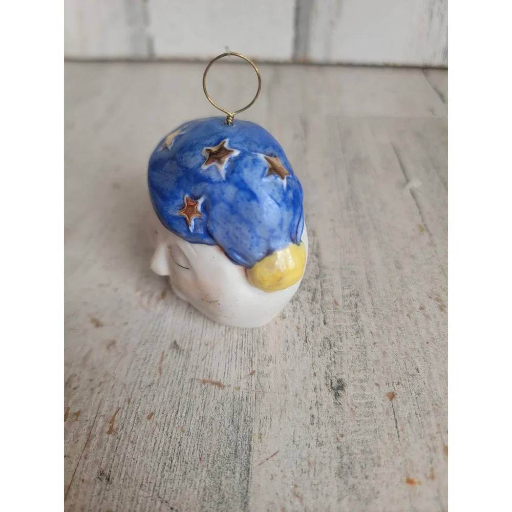 Vintage salamander reversible moon bell ornament Xmas porcelain star